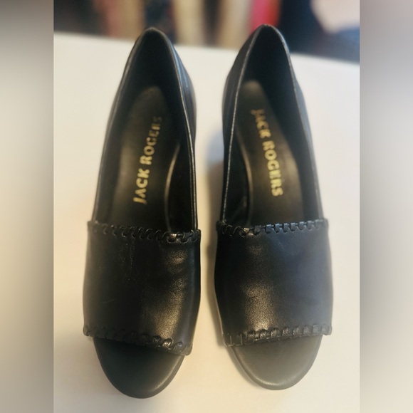 Jack Rogers Black Leather Heels - Picture 1 of 5